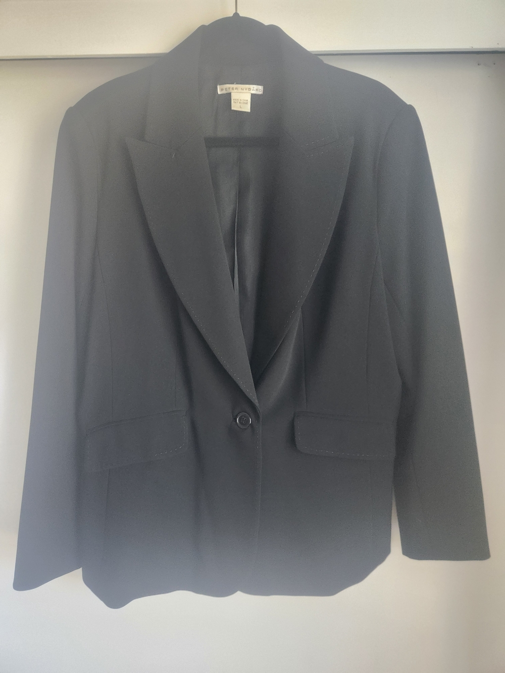 Womans Peter Nygard Black Single-Button Blazer With Exposed Stitch Large